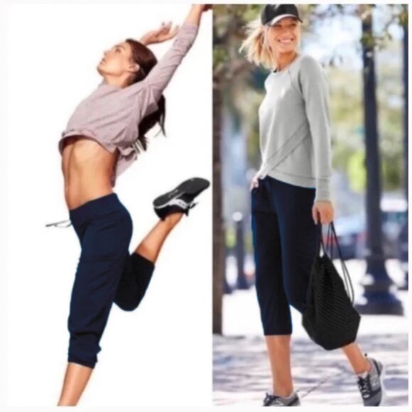 Athleta La Viva Stretch Activewear Capri Jogger Pant Blue 8 REI - Picture 1 of 16